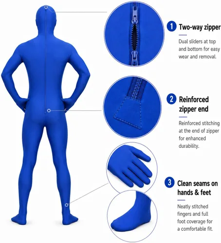 Vista 3 de Aniler Traje de Cuerpo Completo Zentai de Elastano para Hombres y Mujeres Disfraz Body Azul bebé