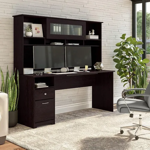 Vista 9 de Bush Furniture Cabot - Escritorio para computadora con gabinete, 72 W, gris ceniza