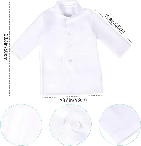 Vista 5 de Disfraz de médico para niños, kit de juego de simulación con abrigo de laboratorio, bolsa de transporte, accesorios de Halloween para niños y niñas