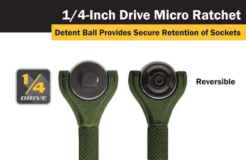 Vista 3 de Titan Tools 11324 - Destornillador con trinquete micro de 1/4 de pulgada x 4 pulgadas y 90 dientes - Verde