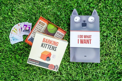Vista 2 de Juego de expansión Barking Kittens, un juego de cartas de ruleta rusa para adultos, adolescentes y niños, juegos de fiesta fáciles para la familia
