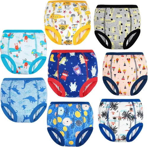 Vista 12 de MooMoo Baby Paquete de 8 pares de ropa interior de entrenamiento para ir al baño de algodón absorbente para niños y niñas, tallas 2T a 9T Flor
