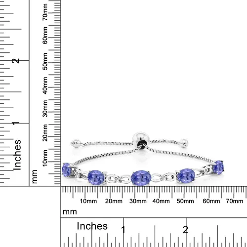 Vista 60 de Gem Stone King Pulsera de tenis de diamantes cultivados en laboratorio con piedra natal de 3-6 quilates para mujer, plata de ley 925, ovalada