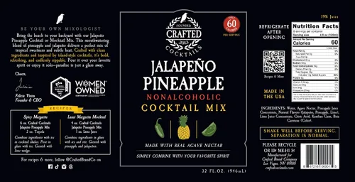 Vista 2 de Paquete de 2 – Mezcla de cóctel de piña jalapeña/lanai – piña, jalapeño y lima con agave orgánico. Hace grandes margaritas y mai tais. Solo 60