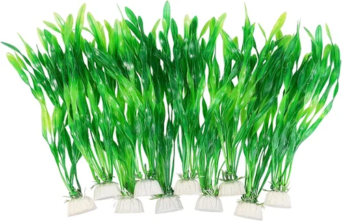 Vista 5 de AQUANEAT Plantas artificiales de acuario, decoraciones de pecera de plástico, 2 pulgadas de alto, 10 paquetes