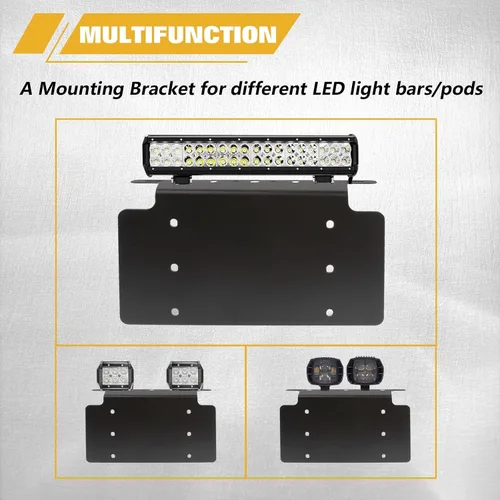 Vista 5 de Xotic Tech - Soporte de montaje para placa de matrícula para parachoques delantero de auto, barra de luz LED todoterreno, compatible con la mayoría