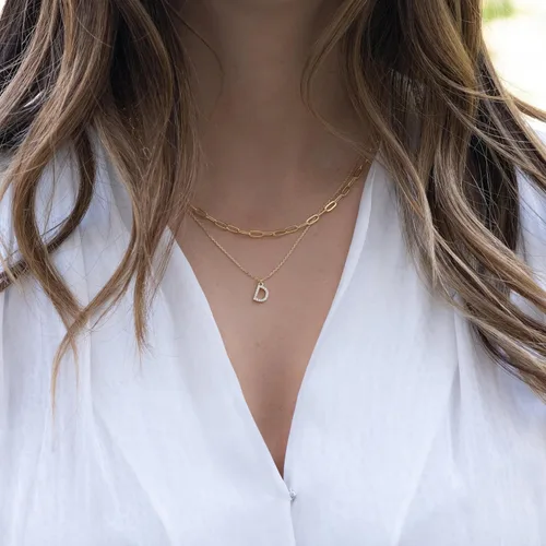 Vista 4 de Yoosteel Regalos para el día de San Valentín para niñas y ella, collares con iniciales de oro para mujer, chapado en oro, collar con dije de letra