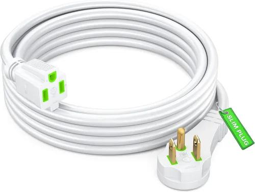 Vista 9 de Maximm Cable de extensión de enchufe plano, 1 pie, negro, perfil bajo 16AWG
