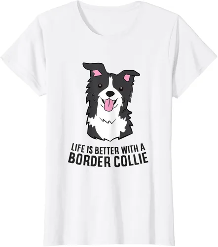 Vista 18 de Camiseta Border Collie Owner Life Is Better With a Border Collie Dog, Blanco, S
