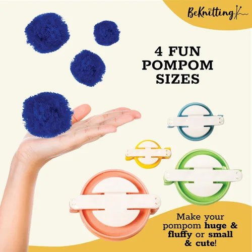 Vista 4 de BeKnitting Kit de tejido para principiantes, adultos y niños - Aprende a tejer - Hilo, fabricantes de pompones, agujas y otros suministros Regalos