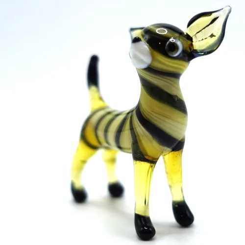 Vista 3 de Chihuahua - Figuras pequeñas en miniatura de vidrio soplado a mano, animales coleccionables, regalo para amantes de los perros, decoración del hogar