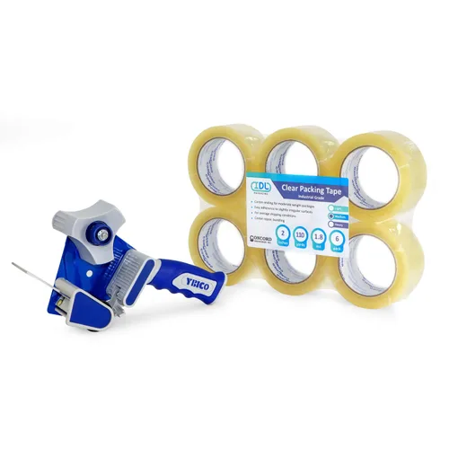 Vista 9 de IDL Packaging Concord Cinta de embalaje con dispensador – 6 rollos de 2 pulgadas x 2.6 mil x 110 yardas, cinta transparente – Excelente sellado