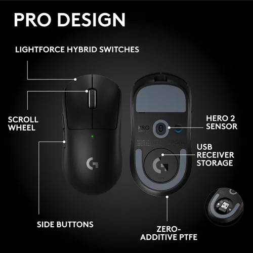 Vista 6 de Logitech G PRO X Superlight 2 SE - Mouse inalámbrico para juegos, 2.12 oz de grado profesional con 5 botones programables, sensor DPI de 44 K, 888+