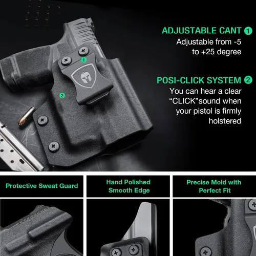 Vista 6 de Hellcat TLR6 Holster, IWB Kydex Funda de corte óptico Ajuste: Springfield Armory Hellcat con TLR6, funda de transporte oculta en la cintura