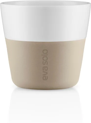 Vista 8 de Eva Solo 2 Tazas Tumbler de Espresso Tazas de Café Tumbler de Porcelana de 3 oz con Agarre Recubierto de Silicona Diseño Danés, Funcionalidad