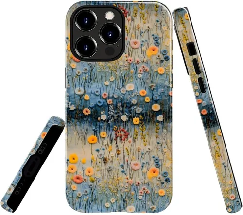 Vista 9 de Funda TnXee Compatible con iPhone 11, Funda Híbrida Brillante de 2 Capas para Prevenir Caídas para Niñas y Niños, Aspecto Bonito con Flores Salvajes