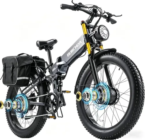 Vista 11 de 2026 AWD Electric Bike for Adults Dual Motor 5000W/3000W/1500W Peak 40MPH/32MPH Fast Ebike, Up to 70 /90 /160 Miles Long Range, 26" Full Suspension