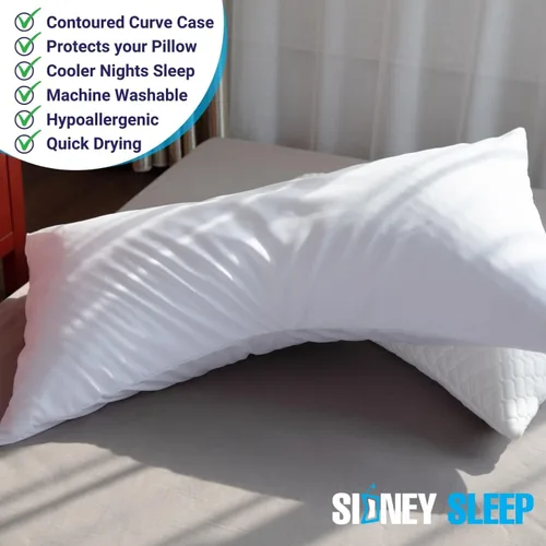 Vista 5 de Sidney Sleep Fundas de Almohada Curvas - Cierre de Cremallera de Longitud Completa - Microfibra Cepillada Suave Premium - Resistente a