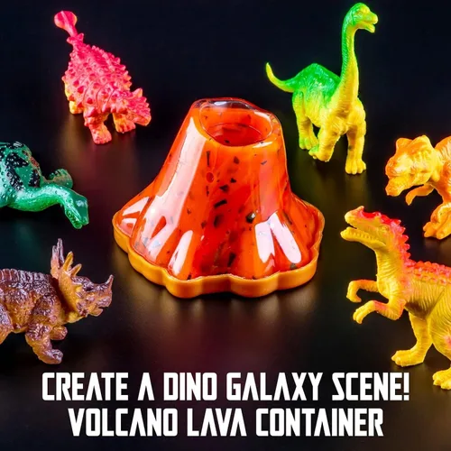 Vista 4 de Original Stationery Kit de slime de galaxia de dinosaurios para niños de 7 a 12 años, juego de slime DIY que brilla en la oscuridad con purpurina