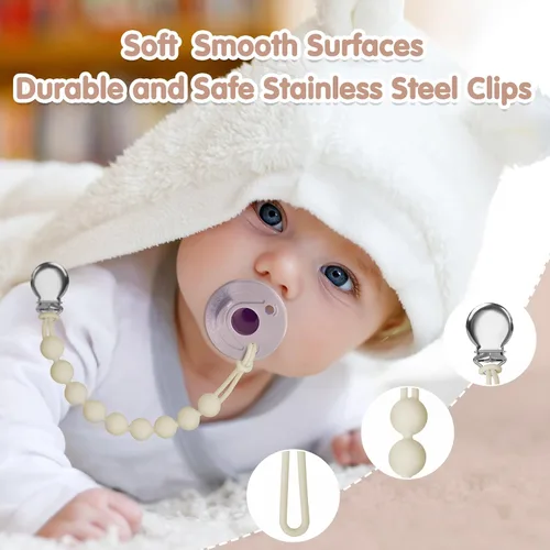 Vista 2 de Clips para chupetes para bebé niña niño, soporte de silicona para chupetes MAM, artículos esenciales para bebés recién nacidos, regalo para Baby