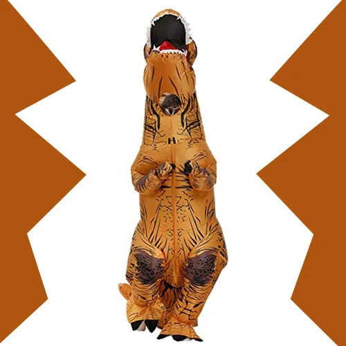 Vista 3 de IamaCos Disfraz inflable de dinosaurio disfraz de T-Rex para cosplay disfraz de Halloween