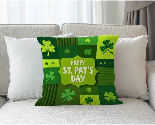Vista 3 de Moslion Shamrock - Funda de almohada decorativa para el día de San Patricio, diseño de hojas de la suerte, funda de almohada de lino y algodón