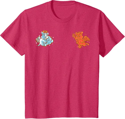 Vista 53 de Camiseta de gato ángel y diablo sentado en tu hombro Nerd Kitten, Negro