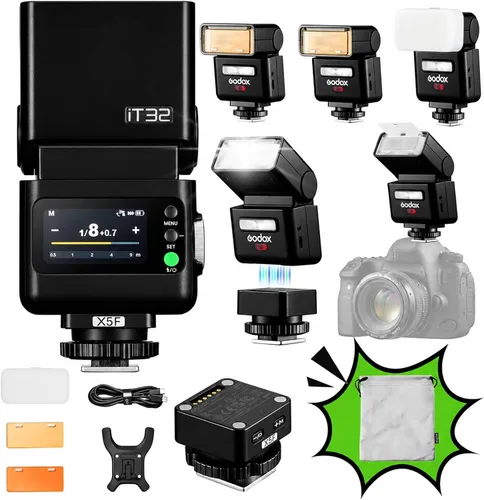 Vista 11 de GODOX Flash de cámara iT32 TTL con disparador X5C para Canon EOS R10, R7