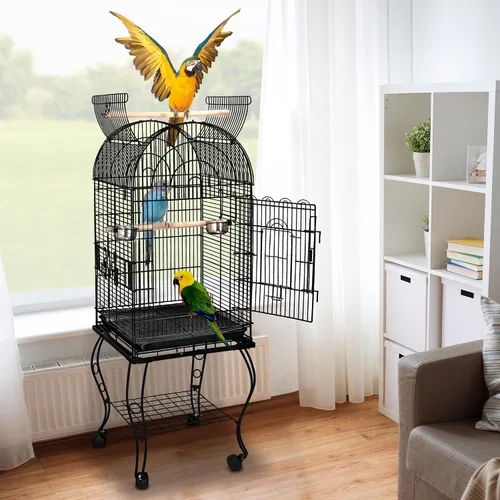 Vista 2 de SUPER DEAL Jaula grande de hierro forjado de 64 pulgadas para cacatúas, conure, periquitos, pinzones, Budgie Lovebird, Canario, casa mediana