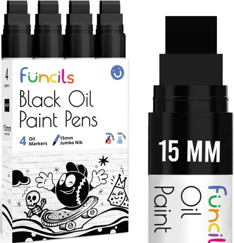 Vista 9 de Marcadores de pintura a base de aceite jumbo de 0.591 in (paquete de 10) - Bolígrafos de pintura al óleo para metal, tela, vidrio, rocas, neumáticos