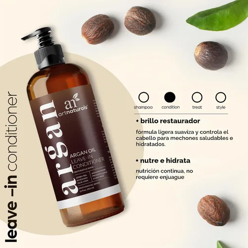 Vista 2 de Aceite de argán orgánico Art Naturals, acondicionador para cabello seco y dañado, 12 onzas