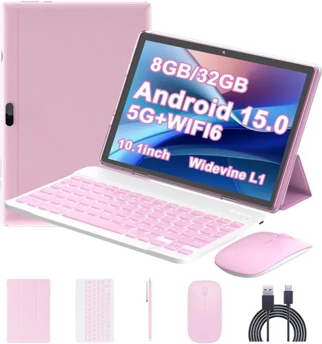 Vista 10 de Tablet Android 15, 10 pulgadas 8 GB RAM+64 GB ROM+1 TB Expand, procesador de cuatro núcleos de 1.8 GHz, tabletas 2 en 1