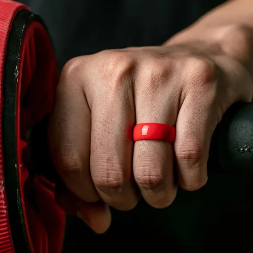 Vista 2 de ThunderFit Anillo de boda de silicona para hombre Banda de compromiso de goma Ancho 0.315 in Grosor 0.079 in