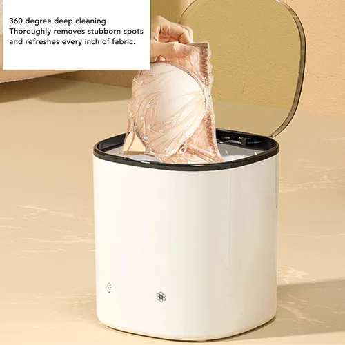 Vista 2 de Lavadora pequeña de 2000 mAh recargable portátil con cesta de drenaje para calcetines de ropa interior, mini máquina de lavandería compacta