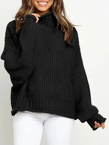 Vista 3 de ZESICA Women's 2023 Turtleneck Batwing Sleeve Loose Oversized Chunky Knitted Pullover Sweater Jumper Tops