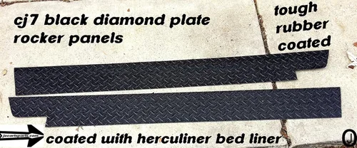 Vista 4 de Se adapta a Jeep Cj7 Black Diamond Plate Side Rocker Panel Set de 2.6 pulgadas de ancho