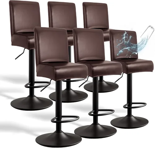 Vista 10 de Fundas de Cuero PU para Taburete de Bar con Respaldos, Paquete de 2 Fundas Elásticas Impermeables para Sillas de Taburete de Bar, Fundas Lavables