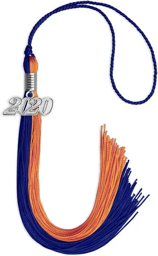 Vista 283 de Endea Graduation Borla de doble color con gota de fecha plateada (negro/oro antiguo, 2025)