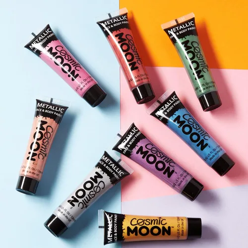 Vista 4 de Cosmic Moon - Maquillaje metálico para la cara y el cuerpo - 0.40 fl oz - ¡Crea fascinantes diseños de pintura facial metálica! - El juego de 8