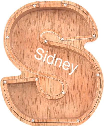 Vista 26 de Alcancías con nombre personalizado para niños, alcancía de letras personalizadas, banco de dinero del alfabeto de madera, regalos para niños