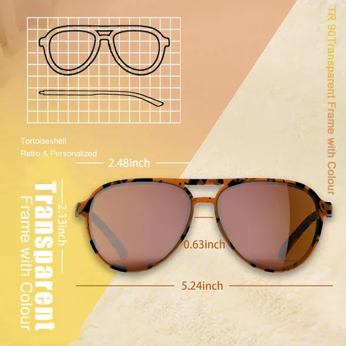 Vista 5 de Gafas de sol ligeras TAC polarizadas clásicas vintage retro de los años 70 marco TR-90 para mujeres y hombres protección UV 400