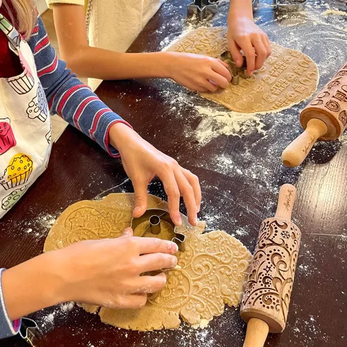 Vista 5 de Rodillo AZTEC en relieve – Rodillo de masa y arcilla para galletas en relieve y cerámica, galletas y sello de cerámica, regalos para hornear