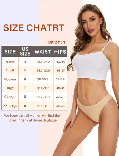 Vista 6 de Sunm Boutique Tangas sin costuras para mujer, tangas invisibles, de nailon, elásticas, ropa
