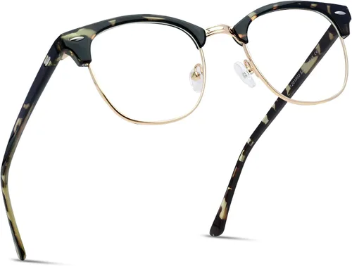 Vista 38 de Blue Light Blocking Glasses Anti Eyestrain Computer Gaming Glasses Vintage Half Frame UV Clear Lens for Women Men