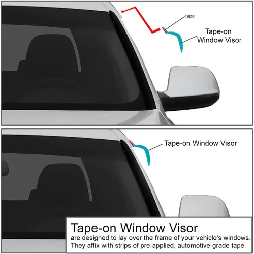 Vista 7 de DNA MOTORING WVS-176 - Deflector de visera de ventilación de humo oscuro para lluvia, protector solar (2 unidades), 1 paquete