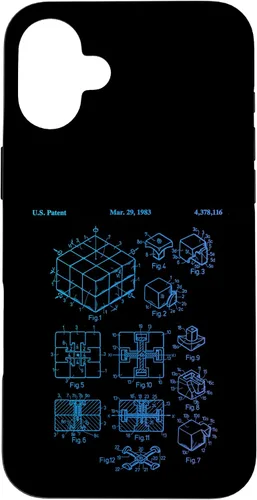 Vista 23 de Carcasa de matemáticas retro para iPhone 16 de cubo de rompecabezas competitivo Rubik Patent Speed Cubing