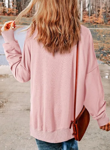 Vista 98 de SHEWIN Sudadera casual de manga larga con cuello redondo para mujer, ligera, holgada
