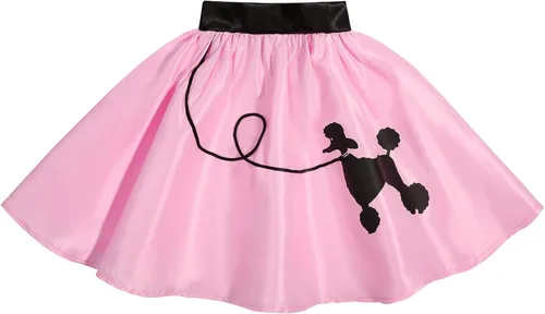Vista 2 de Rayekrot Falda de caniche de los años 50 para niñas, juego de accesorios de disfraz de los años 50, disfraz de 100 días de escuela con bufanda
