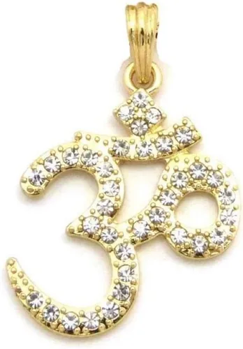 Vista 2 de Brillante joyeros Estados Unidos para hombre nueva india Yoga Om Iced Out colgante de 24" cuerda, cadena, caja cubano Hip Hop collar inspirado