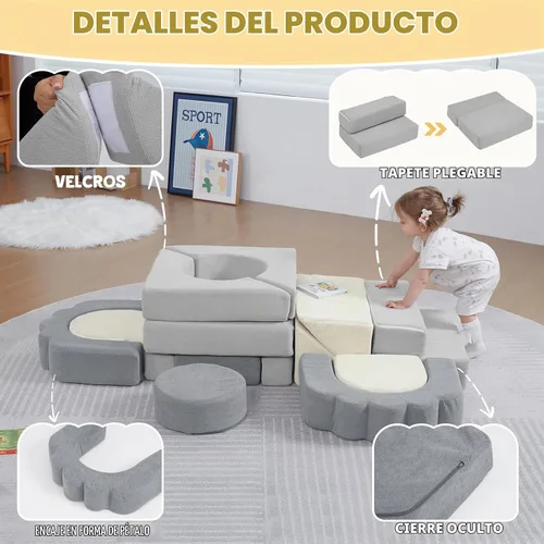 Vista 3 de 13 Piezas Bloques de Escalada de Espuma para Niños Pequeños de 1-3 Años Juego Suave de Escalada Floral para Niños para Interiores, Juguetes
